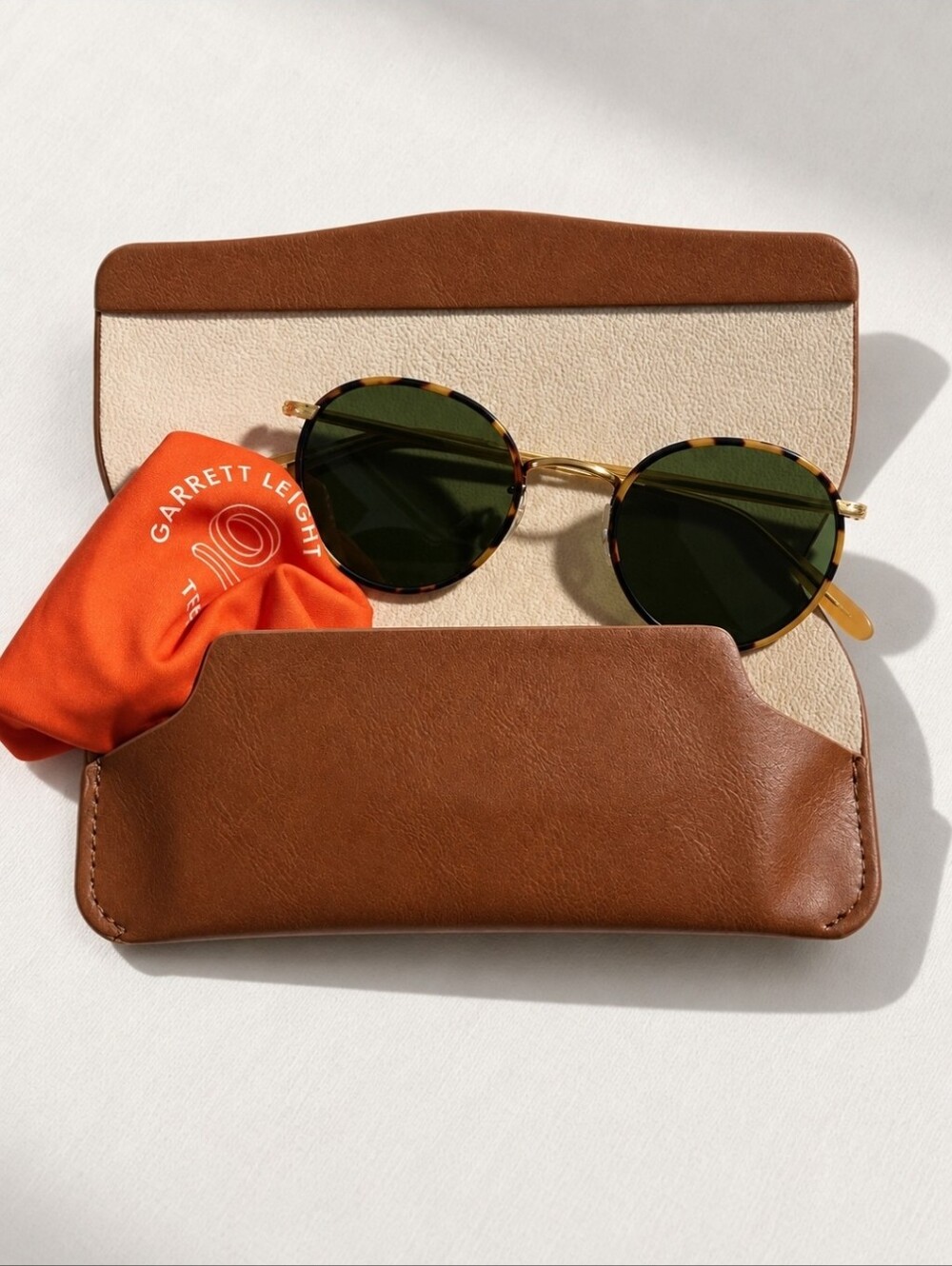 Garrett Leight Wilson Sun Round Sunglasses Tokyo Tortoise 4003 TT-AH/PGN 49/22